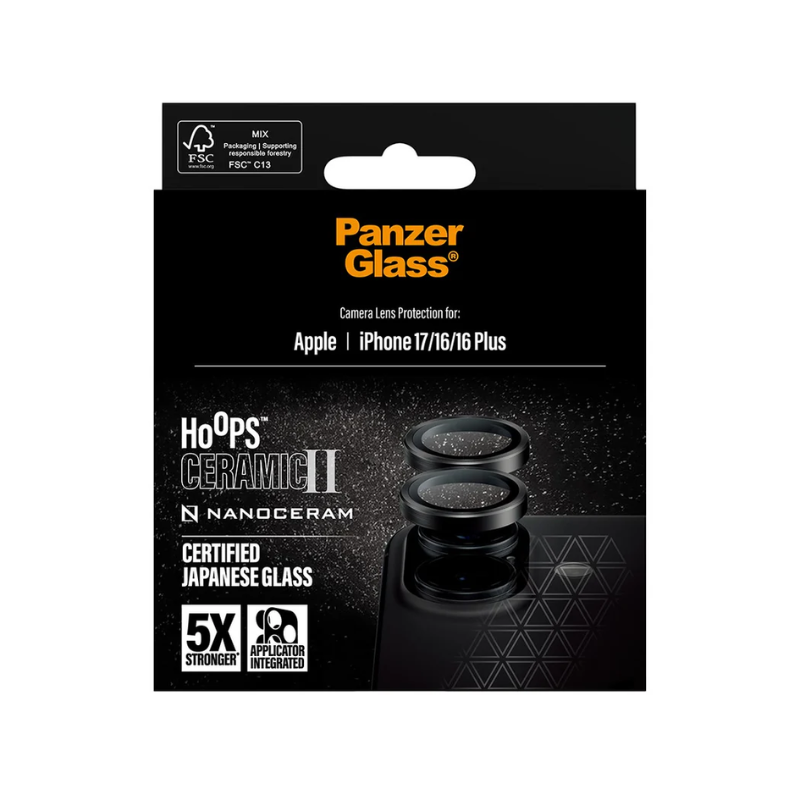 PanzerGlass Hoops Black Camera Lens Protector Apple iPhone 17 | iPhone 1 6| 16 Plus - Black