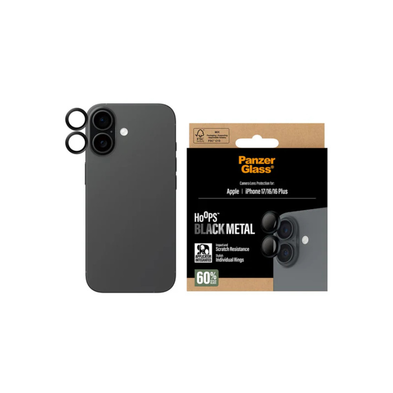 PanzerGlass Hoops Camera Lens Protector for iPhone 17 /16 /16 Plus - Clear