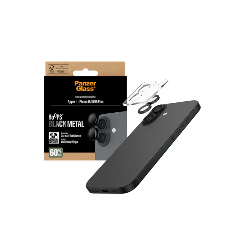 PanzerGlass Hoops Camera Lens Protector for iPhone 17 /16 /16 Plus - Clear
