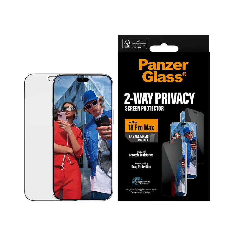 PanzerGlass Privacy Screen Protector Ultra-Wide Fit w/EasyAligner For Apple iPhone 18Pro Max - Clear/Black