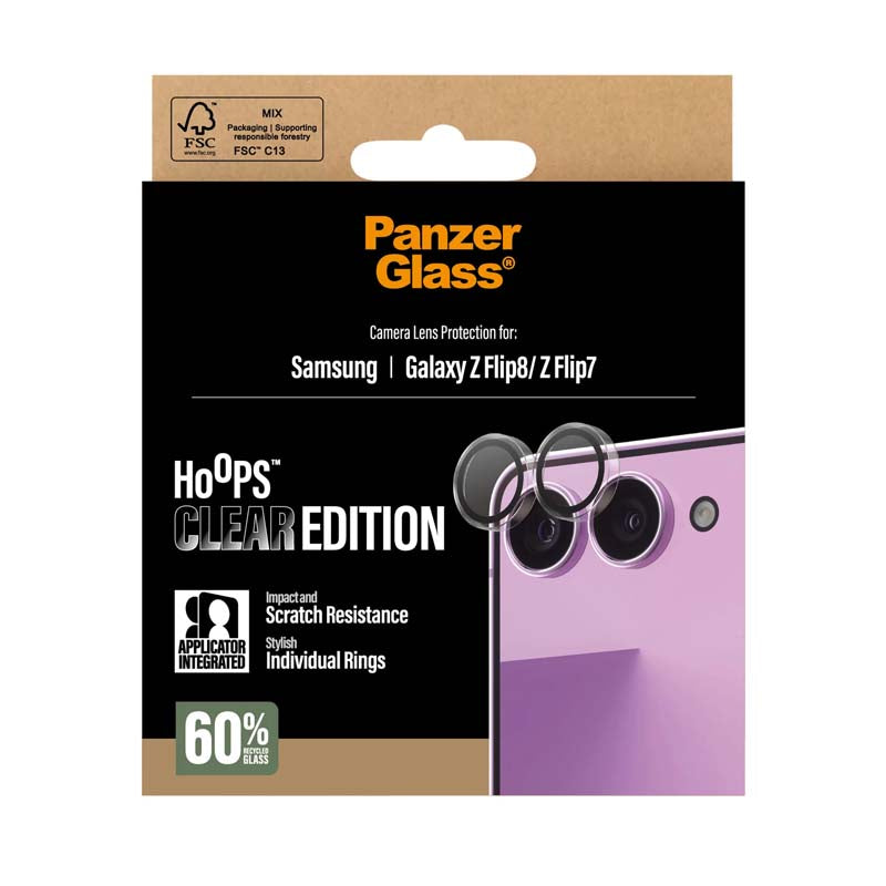 PanzerGlass Samsung Galaxy Z Flip8 / Z Flip7 Hoops Camera Lens Screen Protector - Clear