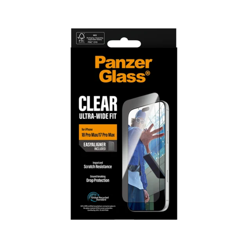 PanzerGlass Ulta-Wide Fit w.EasyAligner Screen Protector Apple iPhone18/17Pro Max