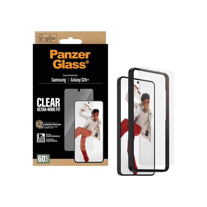 PanzerGlass Ultra-Wide Fit Screen Protector w. EasyAligner Samsung Galaxy S26 Plus - Clear