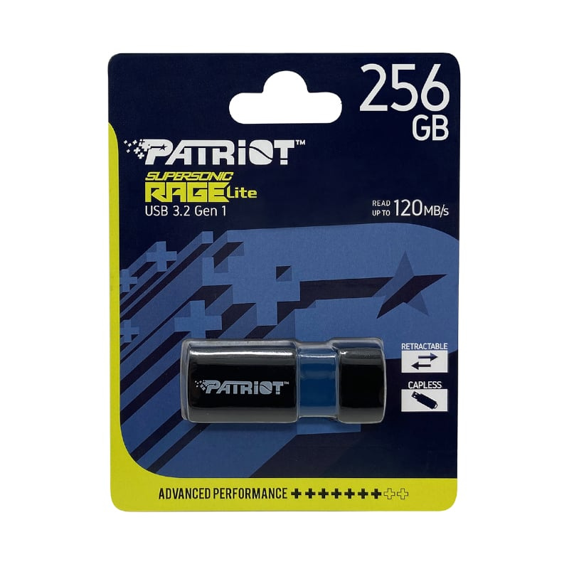 Patriot Rage Lite 256GB USB3.2 Flash Drive - Black - Black