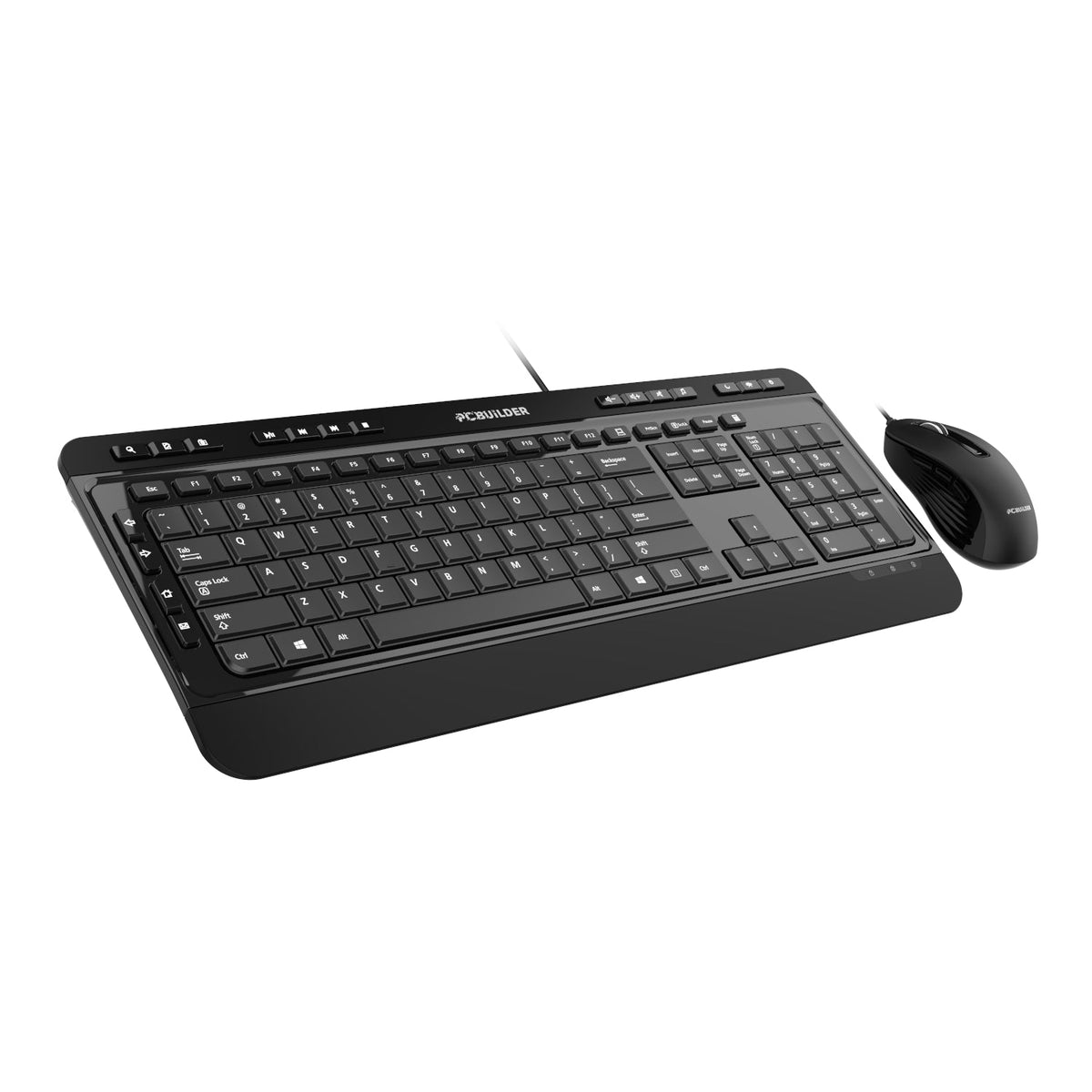 PCBuilder ALPHA Silent Wired Keyboard and Mouse Combo - Black