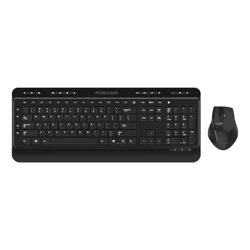 PCBuilder ALPHA Silent Wireless Keyboard and Mouse Combo - Black