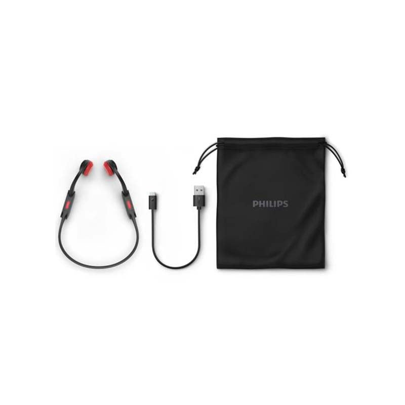 Philips Open-Ear Wireless Sports Headphones - Black - Black / Red