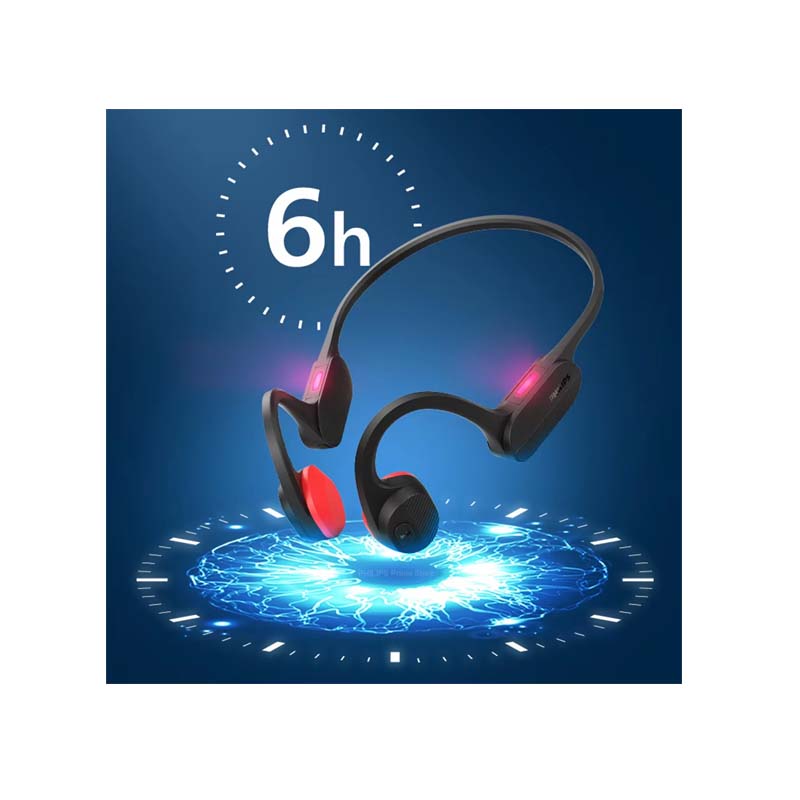 Philips Open-Ear Wireless Sports Headphones - Black - Black / Red