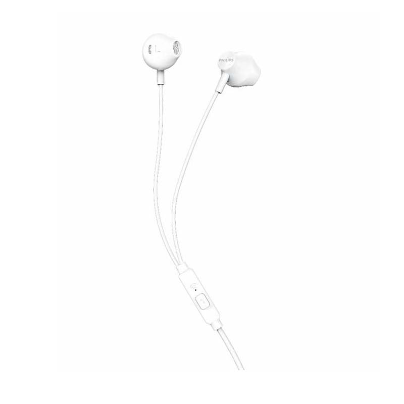 Philips TAUE101 Wired In Ear Headphones with Mic - White - White