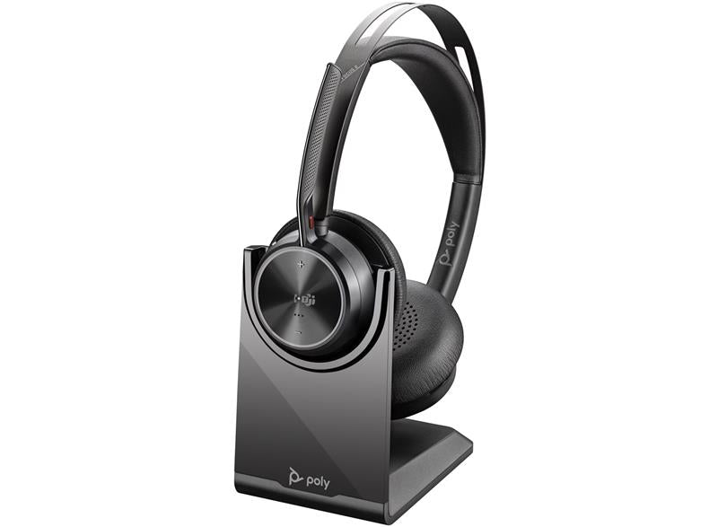 Poly Voyager Focus 2 Microsoft Teams Certified USB-C-C Headset +USB-C/A Adapter +Charging Stand - Black