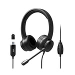 Port Comfort Office USB Stereo Headset with Microphone - Black - Black