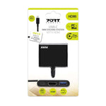 Port Connect 30cm Type-C to HDMI USB3.0 Type-C 60W PD Power Dock - Black - Black