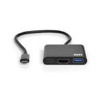 Port Connect 30cm Type-C to HDMI USB3.0 Type-C 60W PD Power Dock - Black - Black