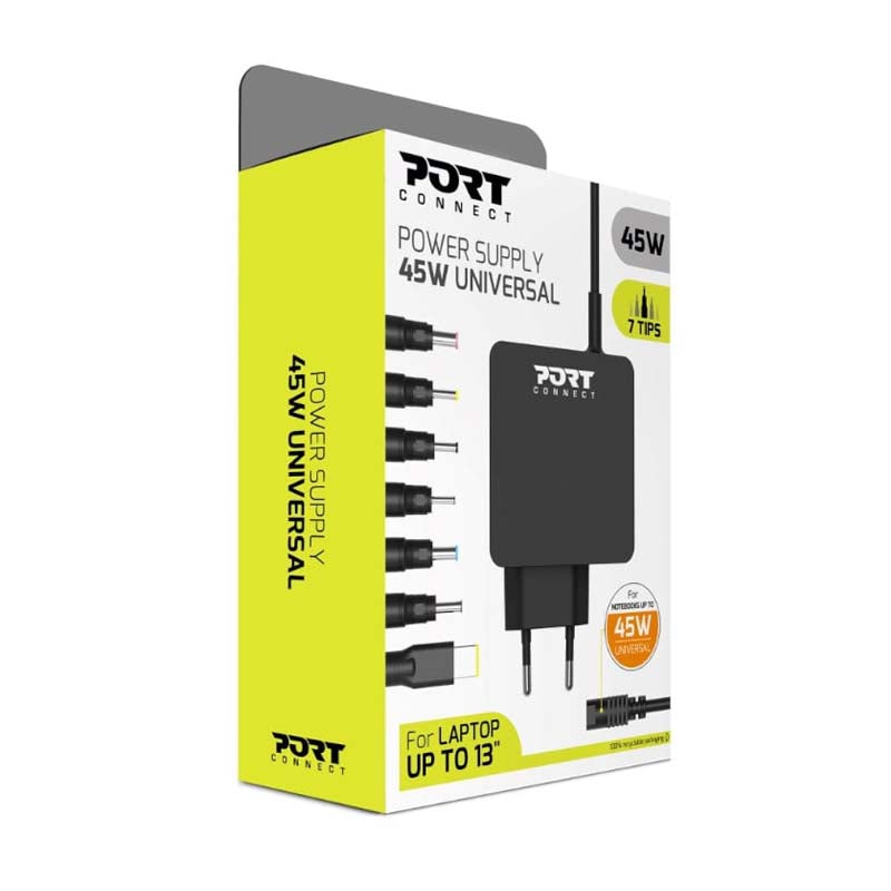 Port Connect 45W Universal Power Supply - Black - Black