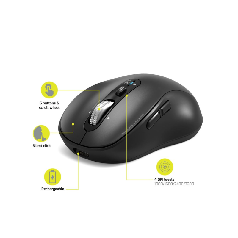 Port Connect Bluetooth Rechargeable Expert Mouse - Black - Black