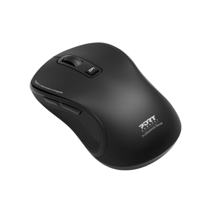 Port Connect Essential Bluetooth Wireless Rechargeable Mouse - Black - Black