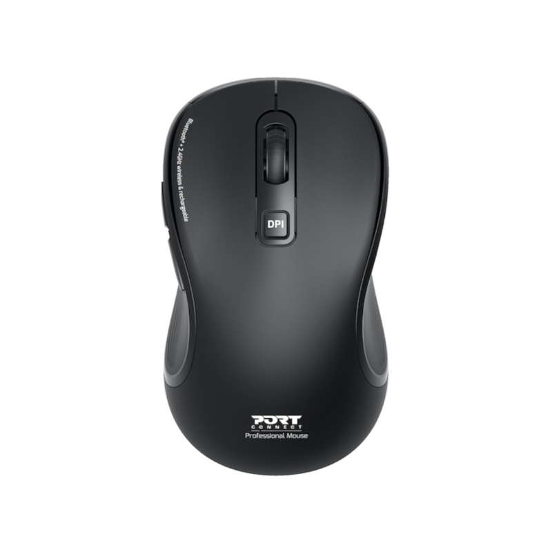 Port Connect Essential Bluetooth Wireless Rechargeable Mouse - Black - Black