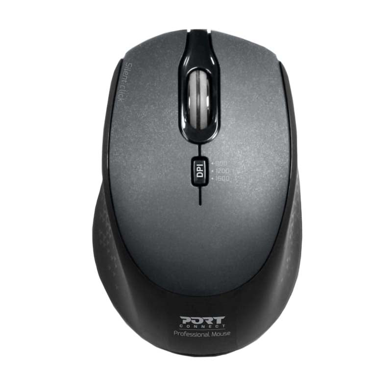 Port Connect Silent Wireless Mouse - Black - Black