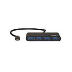 Port Connect Type-C to USB3.0 4 Port Hub - Black - Black