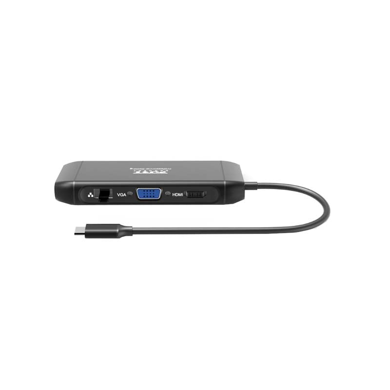 Port Connect USB Type C Travel Docking Station - Black - Black