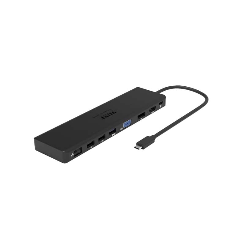 Port Connect USB Type C Travel Docking Station Hub - Black - Black