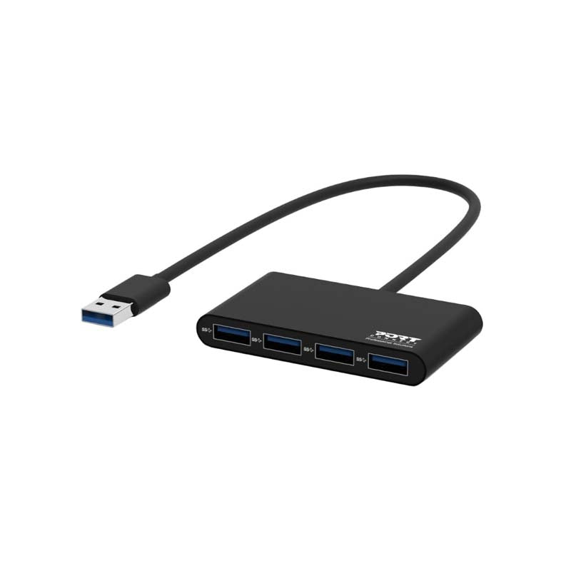 Port Connect USB3.0 to USB3.0 4 Port Hub - Black - Black