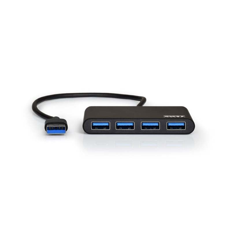 Port Connect USB3.0 to USB3.0 4 Port Hub - Black - Black