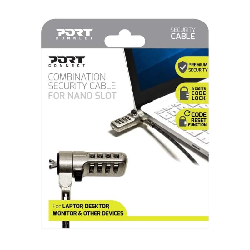 Port Nano Slot Combination Security Cable - Silver - Silver