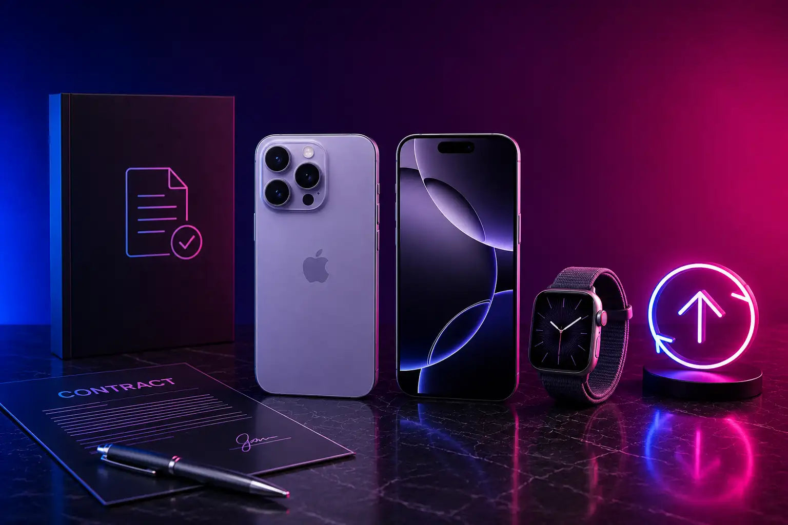 Purple iphone 13 pro with triple-camera system and matte finish.
