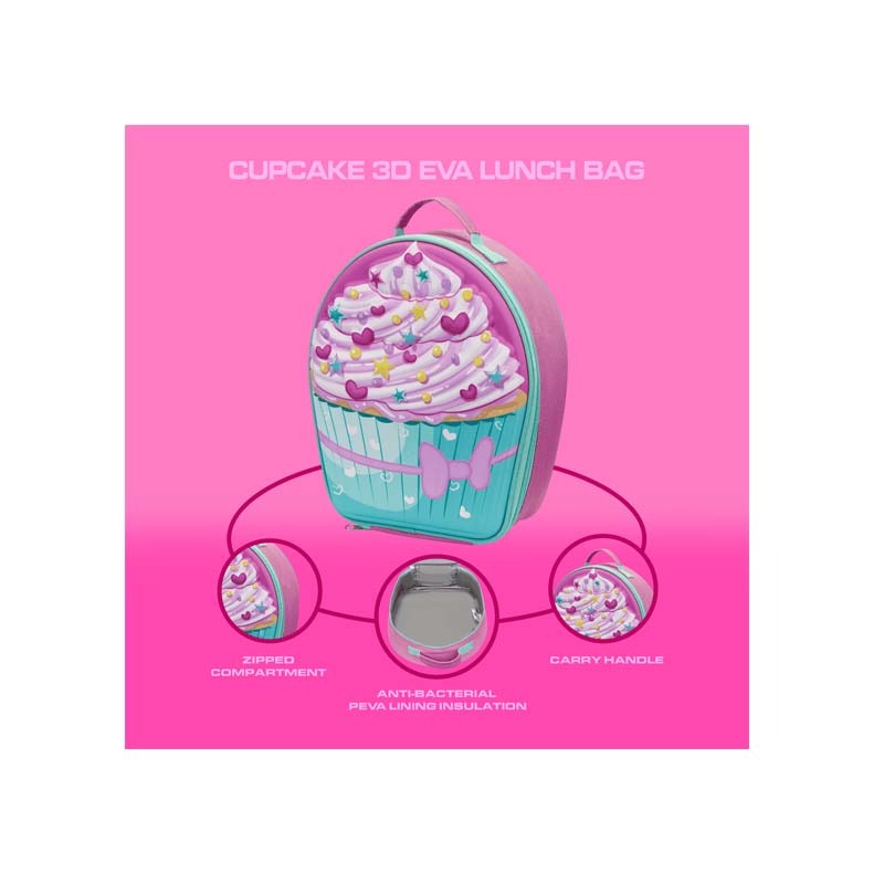Quest Cupcake 3D EVA Lunch Bag - Pink - Pink