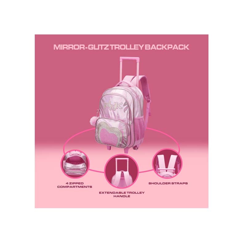 Quest Mirror-Glitz Trolley Backpack - Pink - Pink