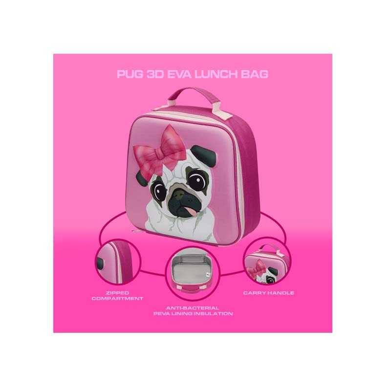 Quest Pug 3D EVA Lunch Bag - Pink - Pink