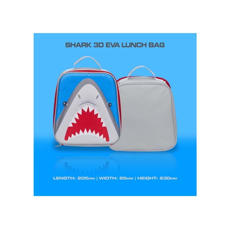 Quest Shark 3D EVA Lunch Bag - Grey - Grey