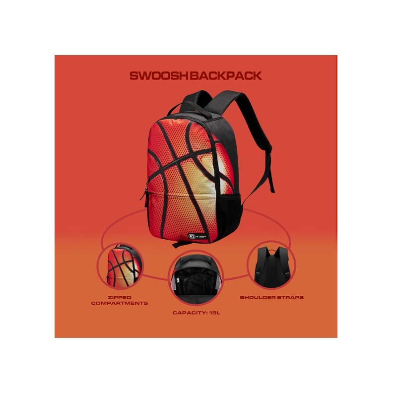 Quest Swoosh Backpack - Black - Orange / Black