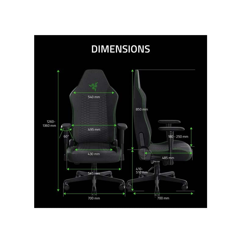 Razer Iskur V2 X - Gaming Chair Black Fabric - Black