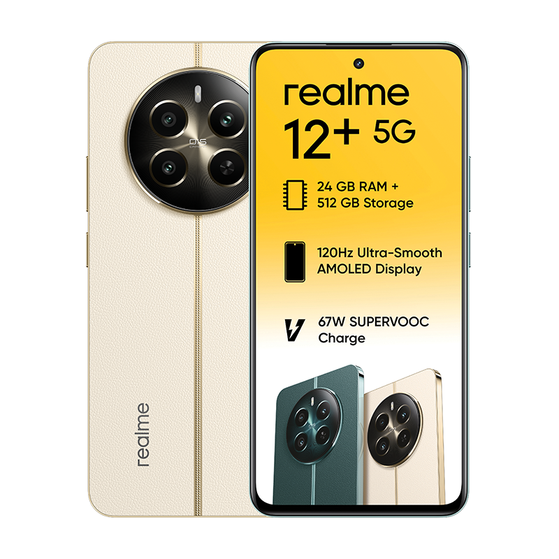 Realme 12+ 5G Dual Sim 512GB - Beige - White