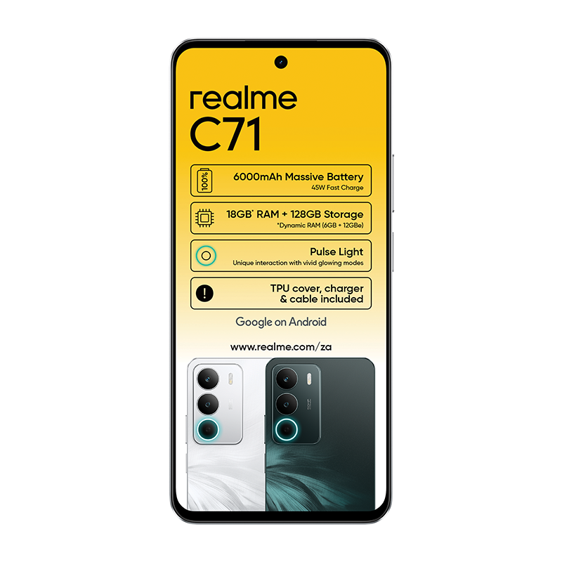 Realme C71 4G Dual Sim 128GB - White Swan - White