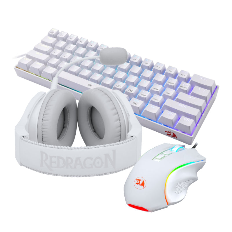 Redragon 3in1 RGB Wired Gaming Combo - White - White
