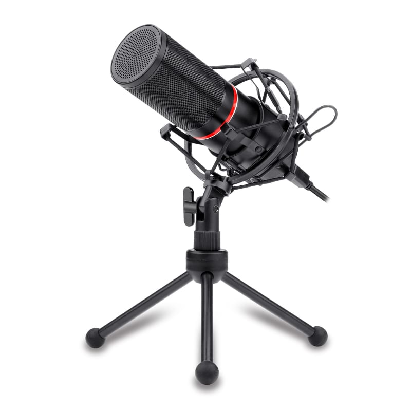 Redragon Cardioid USB Gaming Mic and Tripod - Black - Black