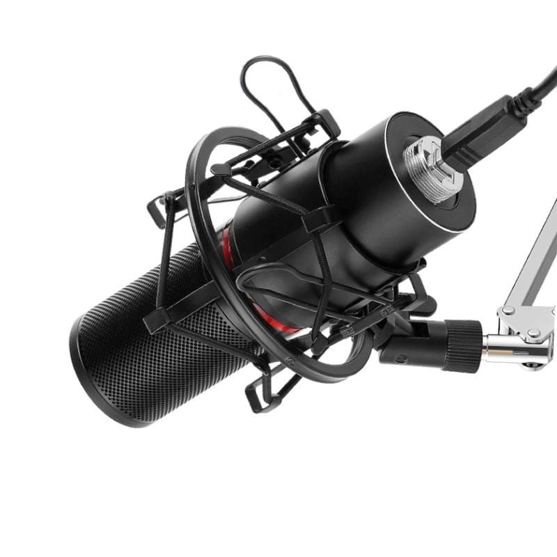 Redragon Cardioid USB Gaming Mic and Tripod - Black - Black