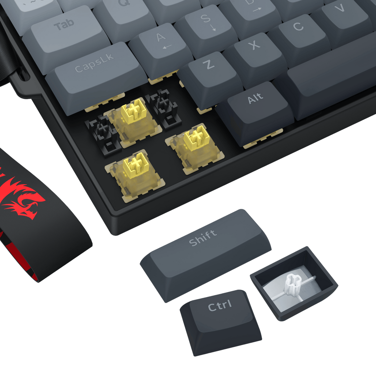 Redragon FIZZ Magnetic+ Wired 60% Gaming Keyboard - Grey/Black - Gaming Keyboard
