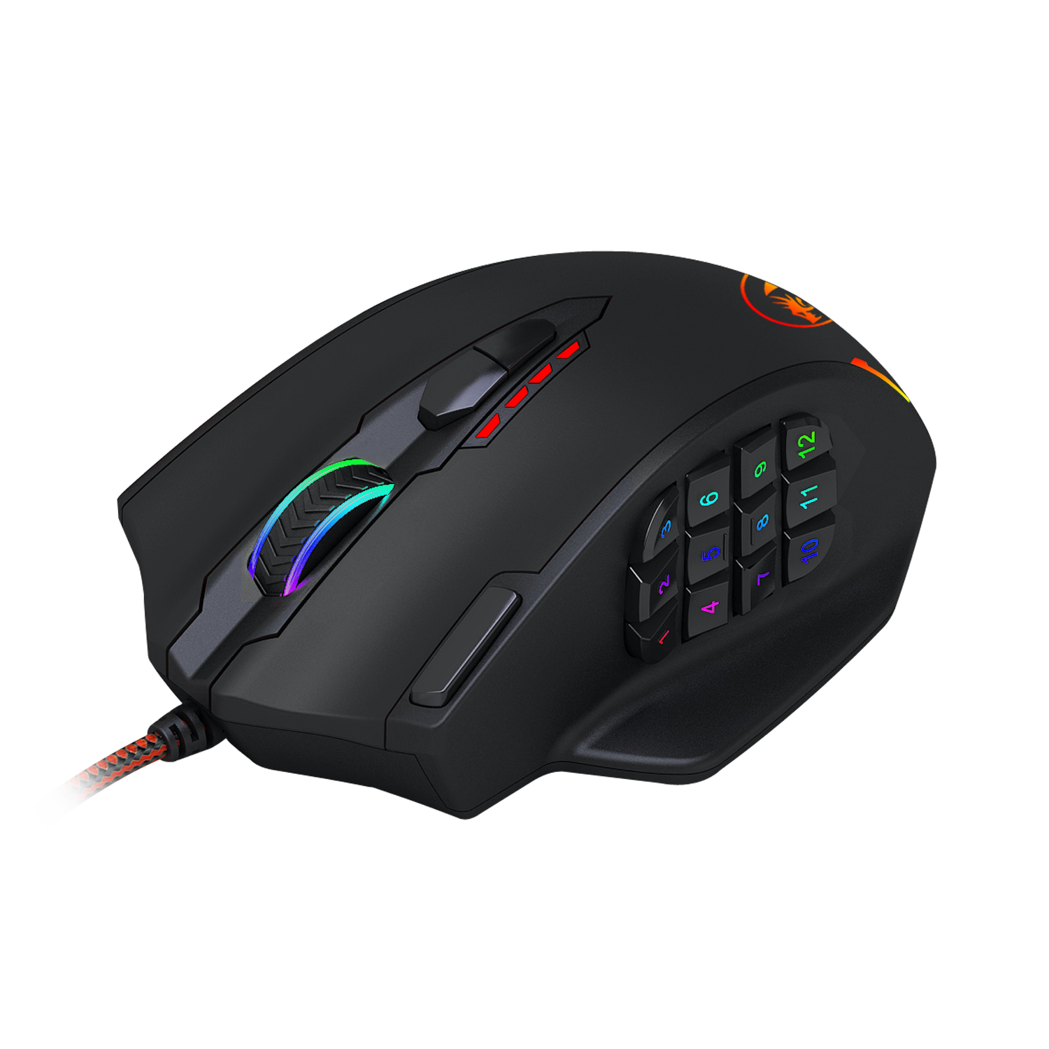 Redragon Impact 12400Dpi MMO Wired Gaming Mouse - Black - Black