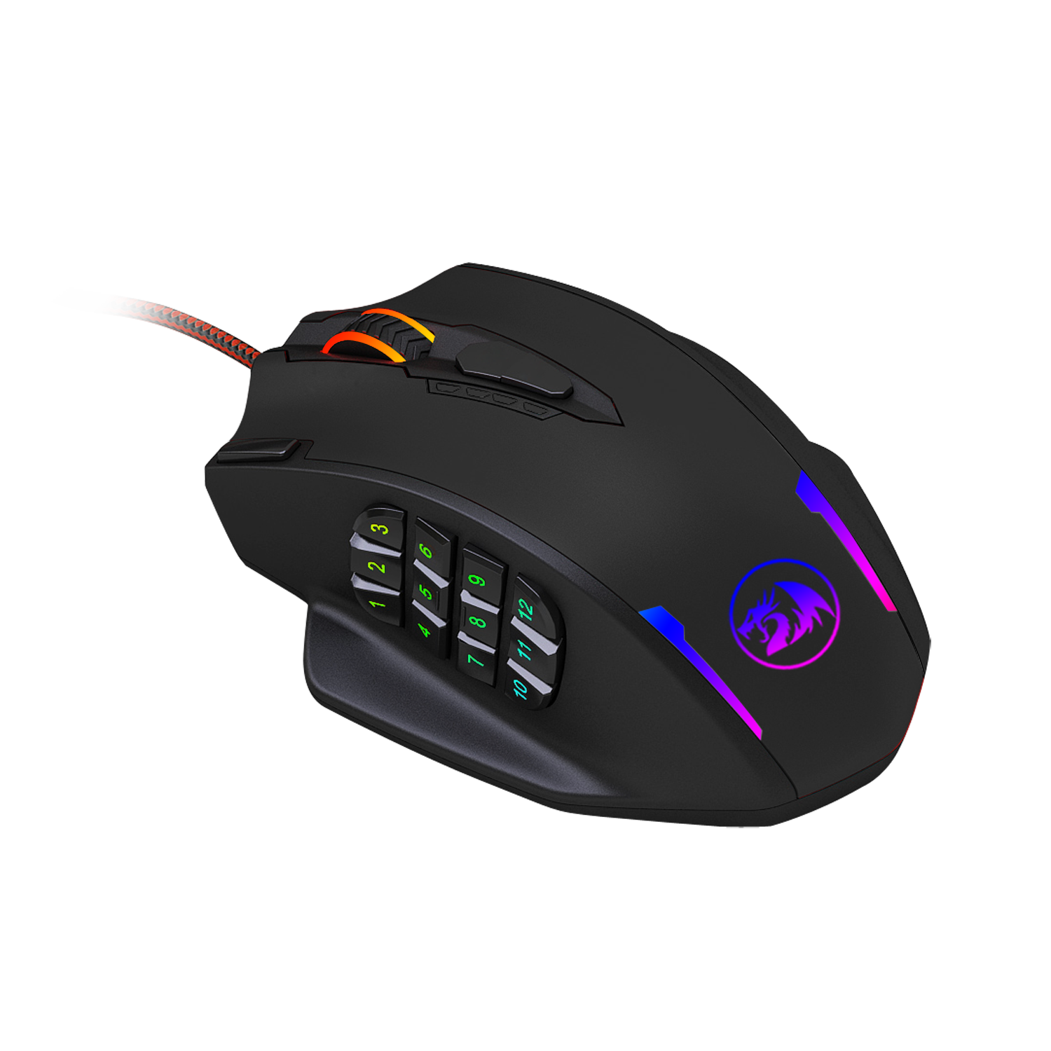 Redragon Impact 12400Dpi MMO Wired Gaming Mouse - Black - Black