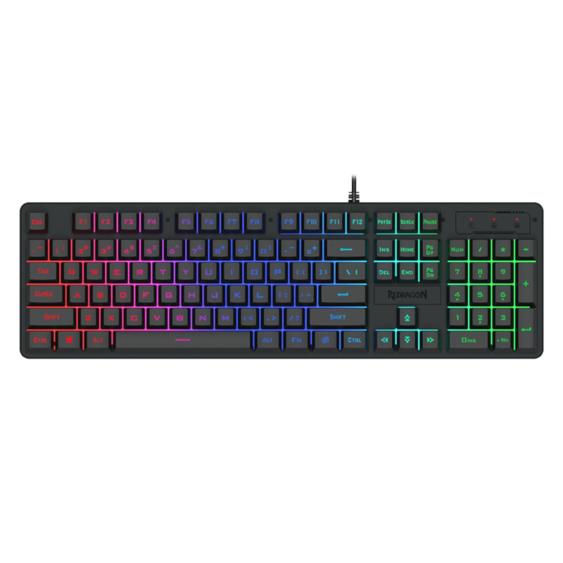 Redragon K521 Upgrade Rainbow LED 104-Key Membrane Gaming Keyboard - Black