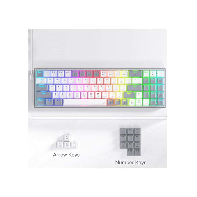 Redragon K628 Pollux 75% RGB Mechanical Keyboard - White / Grey - White/Grey