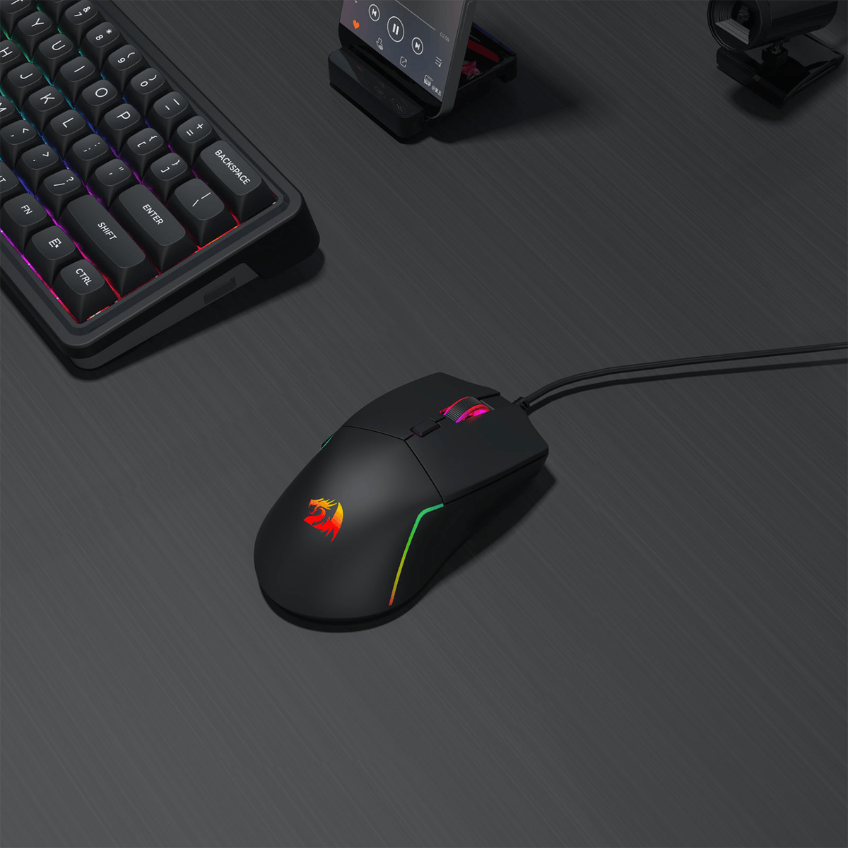 Redragon NAGA RGB 10000DPI Wired Gaming Mouse - Black - Black