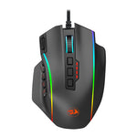 Redragon Perdiction 4 RGB MMO Ergo Wired Gaming Mouse - Black - Black