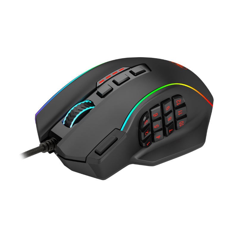 Redragon Perdiction 4 RGB MMO Ergo Wired Gaming Mouse - Black - Black