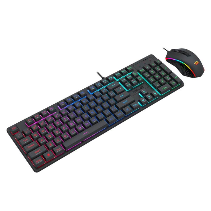 Redragon S107 RGB Gaming Essentials Wired Gaming Keyboard and Mouse Bundle - Black