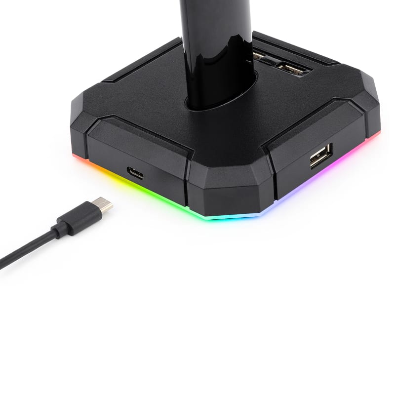 Redragon Scepter Pro Quad USB RGB Headset Stand - Black - Black